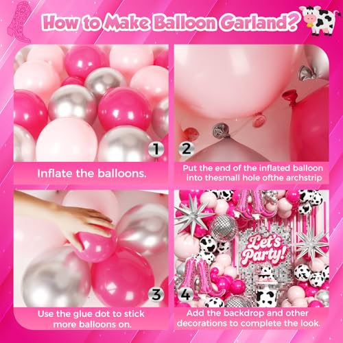 Image of Cowgirl Garland Arch Kit 170Pcs with BONUS Boot Balloons, Cowgirl Party Decorations for Disco Cow Girl Birthday Party Decorations Last Rodeo Bachelorette Decoration Western Birthday Decor