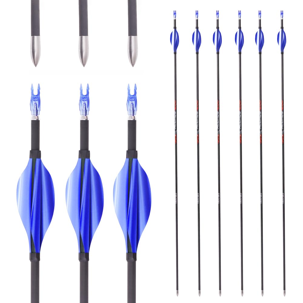 PHIILOCS 12 Stück Bogenschießpfeile, ID 4,2 mm Spine 300 350 400 500 600 700 800 900 1000 1100 1300 1500 1800 Blau Spiralfeder Pfeil für Recurvebogen Compoundbogen