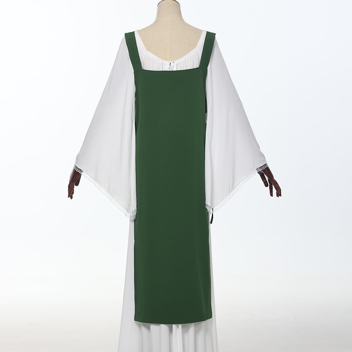 BPURB Women Medieval Viking Strappy Apron Pinafore Pirate Side Lace-Up Over Dress Peasant Costume, Green, 5XL - Image 5