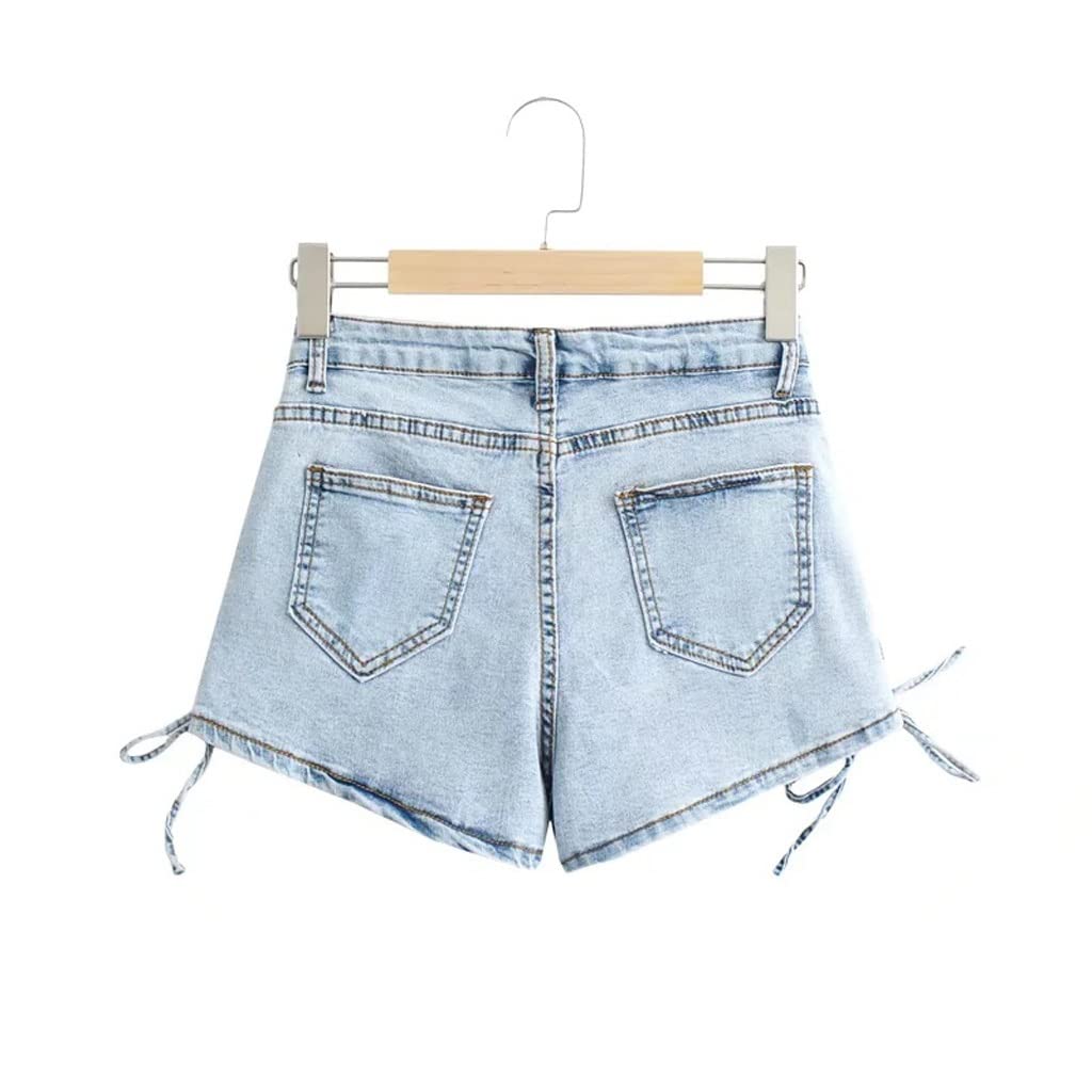High Street Hot Girl Seksowna torba Hip Jeans Kobiece Lato Elastyczna, obcisła Cienka Boczna Pasek Gorące Spodnie Fala