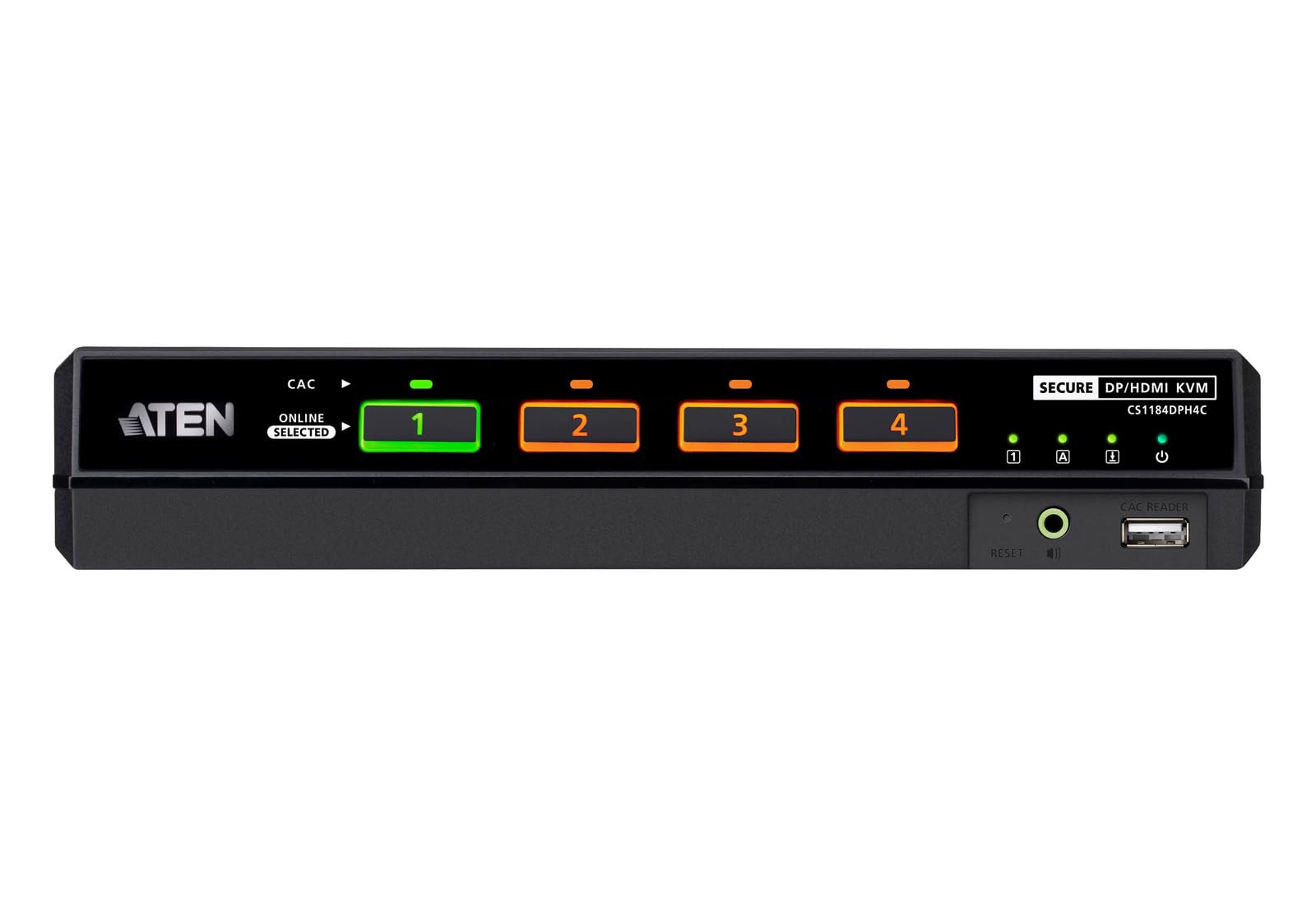 ATEN CS1184DPH4C Commutateur KVM Universel sécurisé 4 Ports USB 5K DP/HDMI à écran Unique avec Lecteur de Cartes