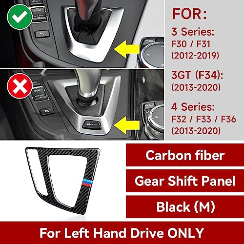 Image of Car Gear Shift Panel Trim Carbon Fiber Decal Center Console Sticker fits for BMW F30 F31 F34 3GT F32 F33 F36 2012-2019 Accessories - 330e NOT FIT