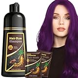 Hair Dye Shampoo 3 in 1 for Women & Men, Rich Purple Root-to-Tip Coloring with Natural Extracts, 3-4 Weeks Lasting Smooth Shiny Finish, Easy Home Use for All Hair Types 16.9 fl oz (Purple)
