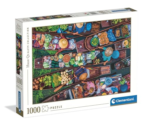 Clementoni - Puzzle 1000 Pezzi per Adulti e Ragazzi, Collection, Tema Mercato Fluttuante Thai, Idea Regalo Uomo e Donna Made in Italy, 70x50 cm, 39882
