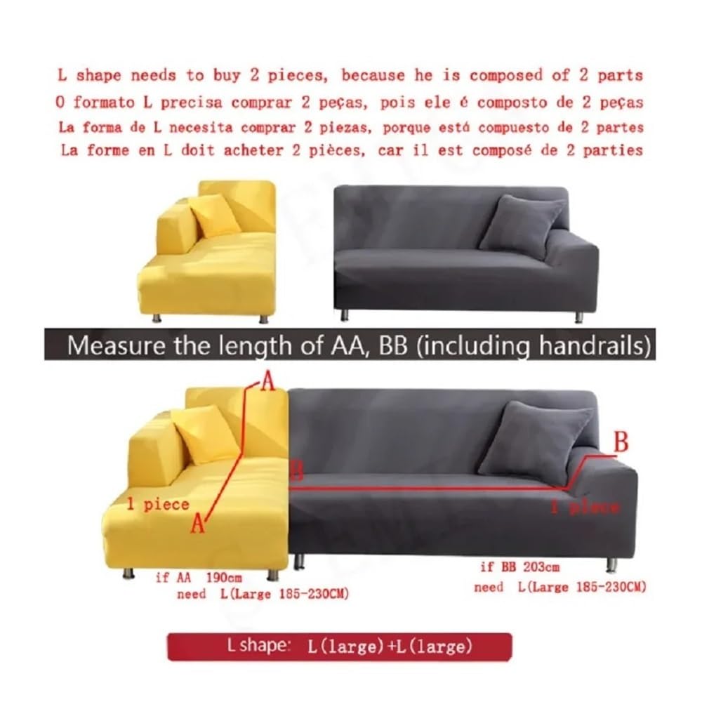 Copridivano elastico, in tinta unita, per soggiorno, in spandex, ad angolo componibile, copridivano a 1/2/3/4 posti (cammello, 4 posti, 235-300 cm)