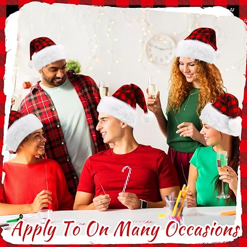 Image of Vicenpal 20 Pcs Santa Hats Bulk Plush Christmas Hats for Adults Women Men Holiday Party Costume(Red, Black)