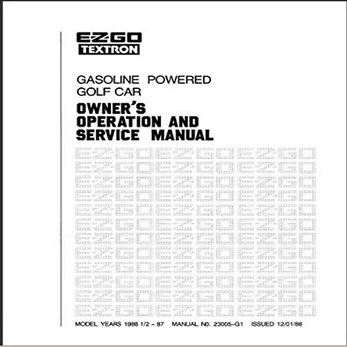 Product Deal EZGO 23005G1 1986-1987 Service Manual for Gas Medalist