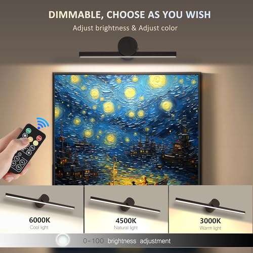 Image of ZitoStory Battery Operated Picture Light, Black, 11.41 Inch | Remote, Wireless, Dimmable, Rechargeable