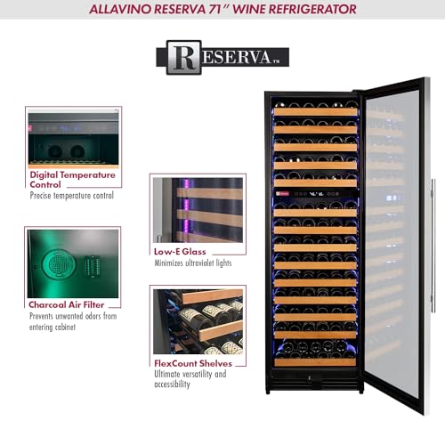 Image of Allavino Reserva Series 154 Bottle 71 inch Tall Dual Zone Right Hinge Stainless Steel Wine Refrigerator