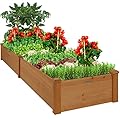 Best Choice Products 8x2ft Outdoor Wooden Raised Garden Bed Planter for Vegetables, Grass, Lawn, Yard