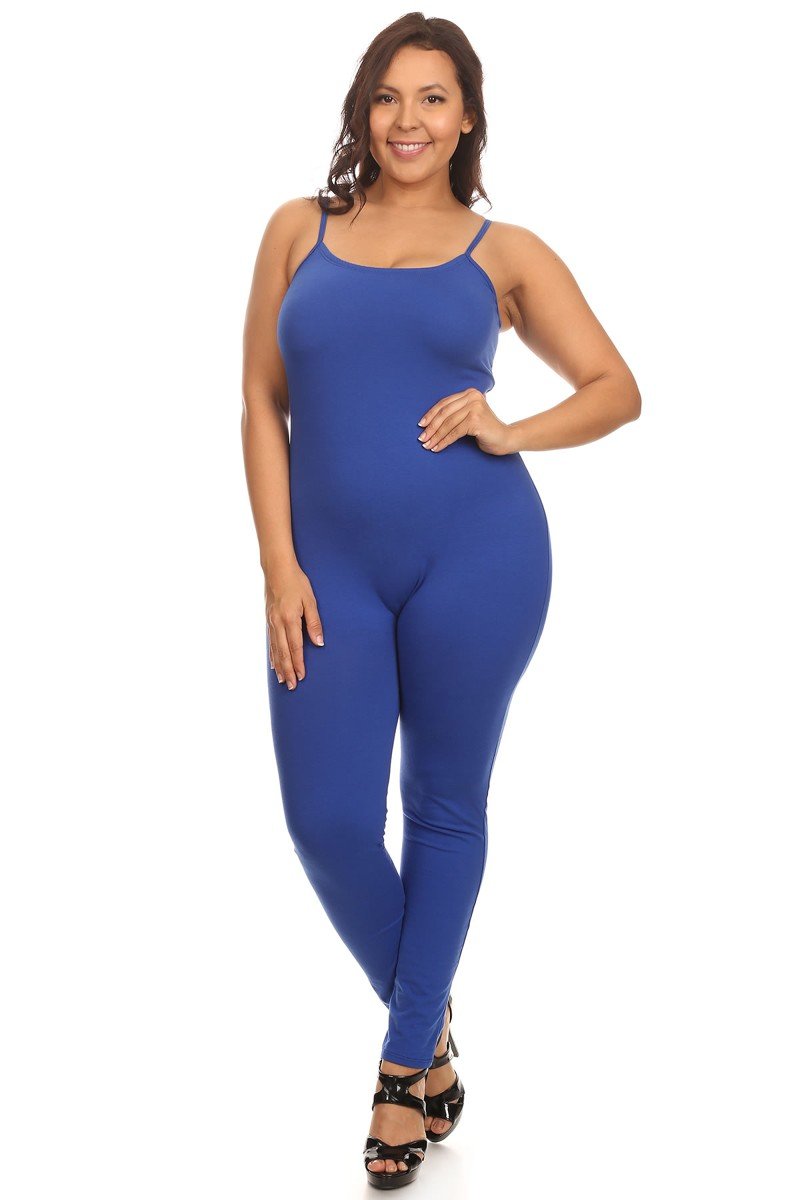 Stretch Cotton BodysuitWomen Stretch Cotton Spaghetti Full Length Romper Jumpsuits Unitard Bodysuits (&Plus)