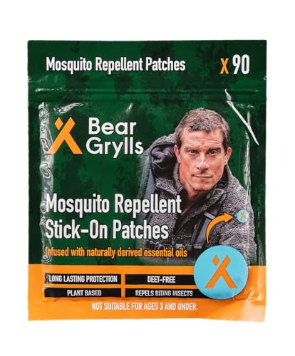 Bear Grylls Mosquito Repellent Patches Natural Citronella Oil Insect Repellent 90-Pack DEET-Free Long-Lasting Protection for Outdoor Adventures Travel & Camping