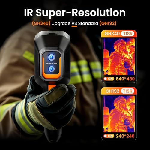 Image of GH192 Thermal Imaging Camera, 240x240 Super IR Resolution, Dual-Sensor with 2MP Visual Camera, 25Hz Handheld Thermal Imager with Alarm for Mechanical Maintenance Home HVAC Electrical Inspection