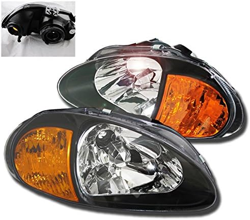 Replacement Headlights Headlamps Black Compatible with 1993-1997 Honda del Sol