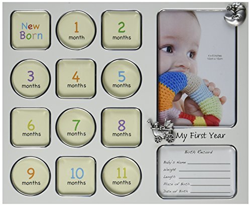 Fashioncraft 12508 My First Year baby photo collage frame, White