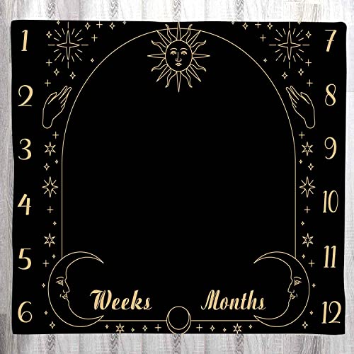 Image of LYLYCTY Baby Monthly Milestone Blanket, Floral Wreath Process, Polyester Fiber, Swaddle, Nursery Swaddling Blankets, White, 48x40 Inch