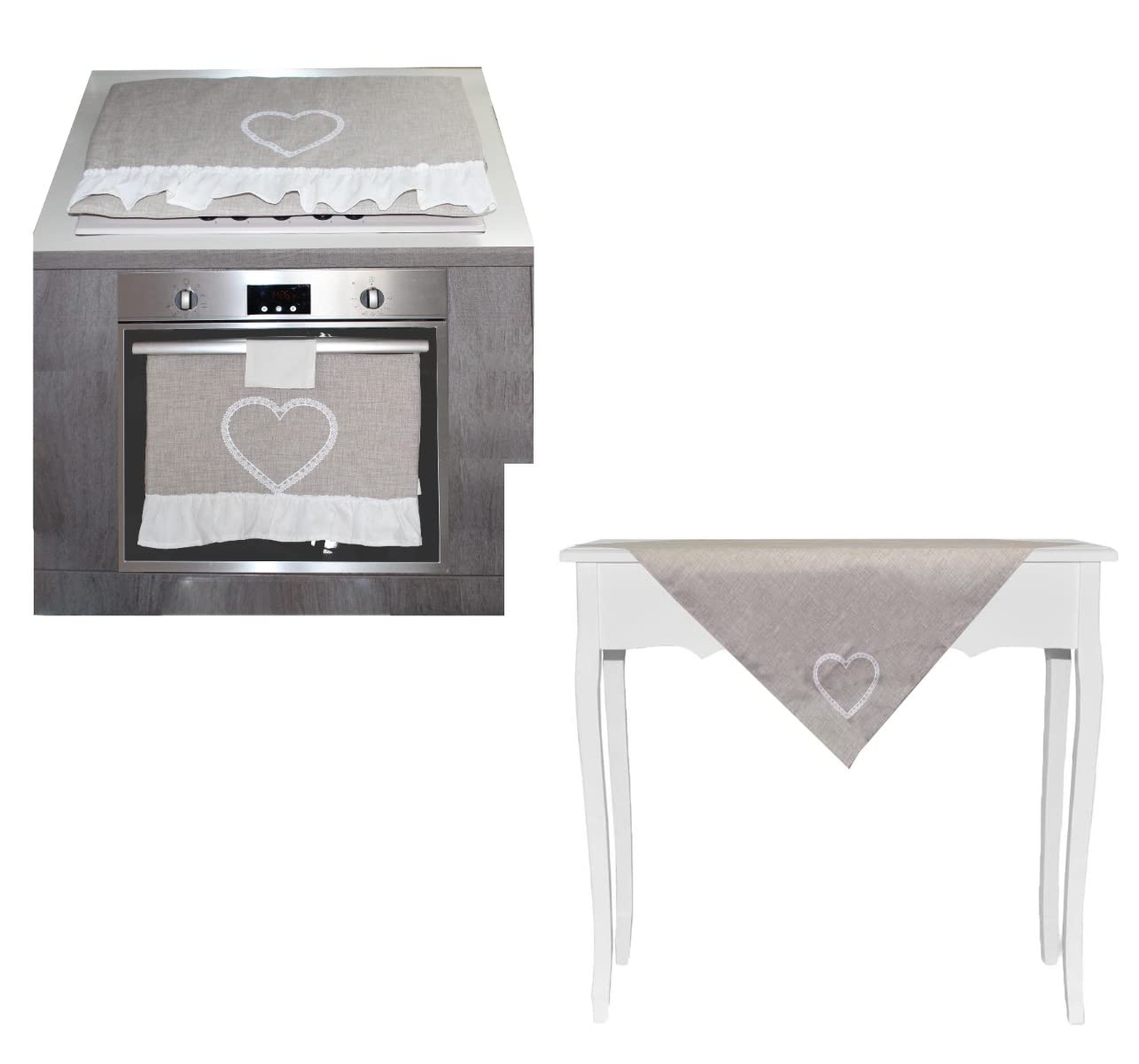 Porta Sacchetti Cucina Lucy | Dispenser Buste Con Cuori Grigio Rosso-Nero