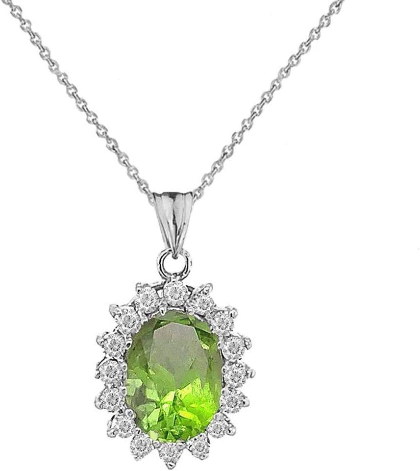 Certified 14k Gold Genuine Peridot Fancy Charm Pendant Necklace