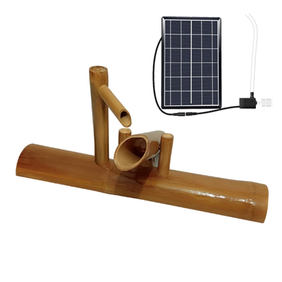 asdchZen Solar Bamboo Fountain With Pump,Outdoor Bamboo Water Fountains,Feng Shui Zen Fountain Bamboo Solar Water Fountain Kit,For Backyard Lawn,90Cm