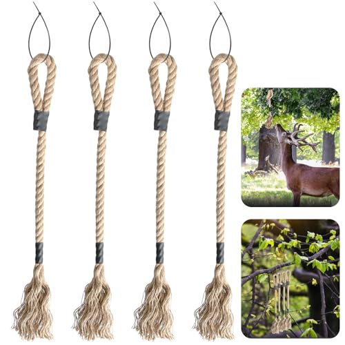 KKONHII 4 Pcs Hemp Scrape Rope, 30 inch Hemp Scent Scrape Tassels Hemp Scent Rope for Deer Create Effective Mock Scrapes Scrape Scent Rope Hangs Anywhere Deer Hunting Accessories for Deer Hunting