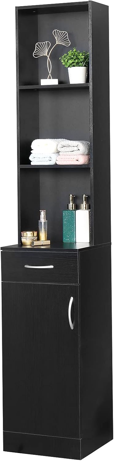 Barber Salon Station for Hair Stylist, Wall Mount Hair Station, Salon Barber Storage Cabinet, Space-saving Salon Cabinets, Salon Beauty Equipment with Lockable Drawer & Storage Cabinet (Black)