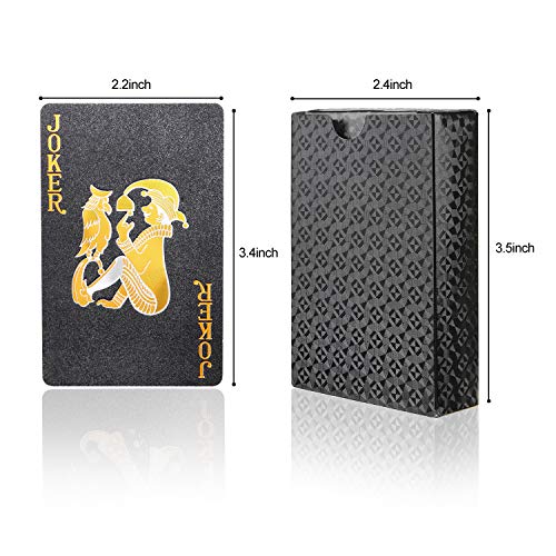 Joyoldelf Cool Black Playing Cards, Waterproof Black-Gold Foil Poker Cards With Gift Box, Great For Magic,Water Card Games And Party #TOP6