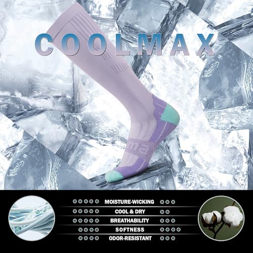 BRISIRA Coolmax Cooling Compression Knee High Socks Women 2 Pairs 15-20 mmHg Circulation Support for Nurse Running Travel2