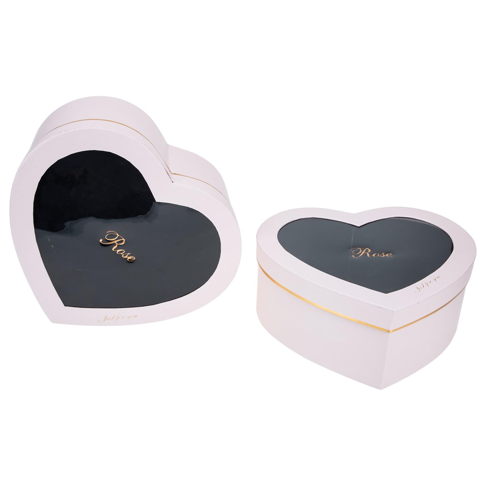 FONDOTIN Herzförmige Blumenverpackungsbox mit Deckel 2 Stück Transparente Geschenkbox für Valentinstag Hochzeit und Geburtstagsarrangements