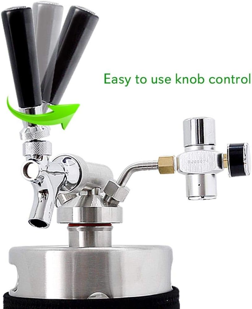NutriChef Pressurized Growler Tap System - Stainless Steel Mini Keg Dispenser Portable Kegerator Kit - Co2 Pressure Regulator Keeps Carbonation for Craft Beer, Draft and Homebrew - PKBRTP100 (128oz)