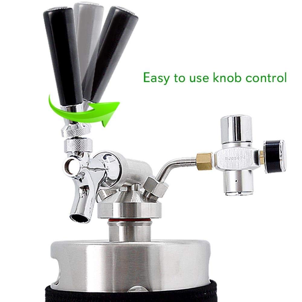 NutriChef Sistema de grifo a presión – Mini dispensador de barril de acero inoxidable, kit de Kegerator portátil – Regulador de presión de CO2 mantiene la carbonatación para cerveza artesanal, barril
