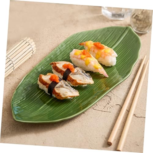 Plato sartén hoja cerámica para sushi y postre miniatura 4