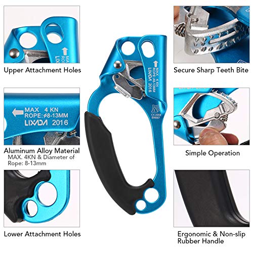 Ascender, Andoer Braçadeira de corda de ascensão manual equipamento de rapel de rocha ascendente par