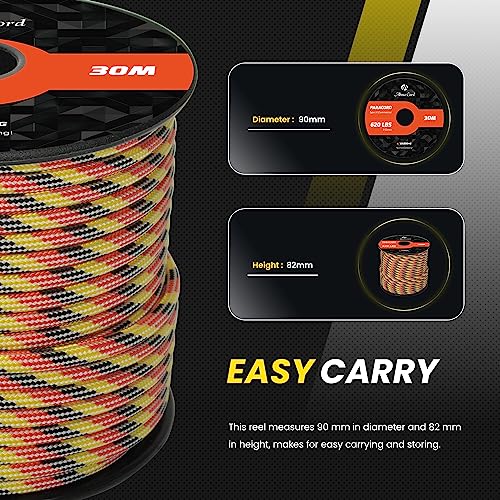 Abma Cord Paracord 620 lbs 4mm 9 Strands 100% Nylon 30M - German, Multi Color-german, 30 Meters - Image 2
