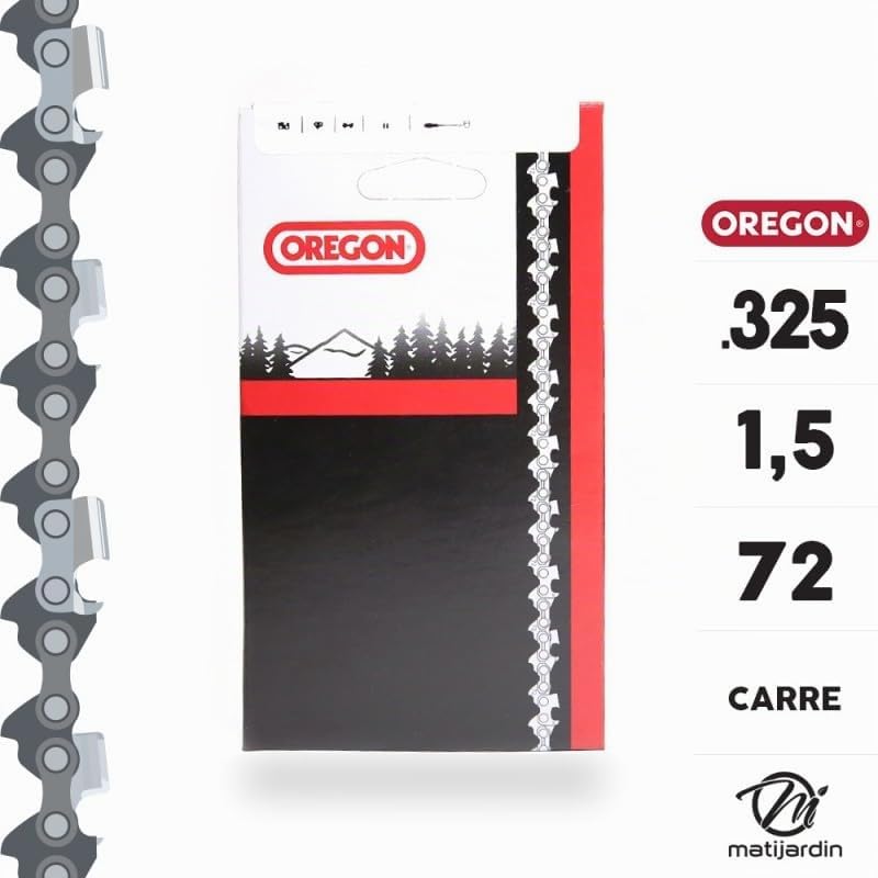 Matijardin - Chaîne Oregon pour tronçonneuse .325" 1,5 mm. 72 maillons. Gouge profil carré. Super 20