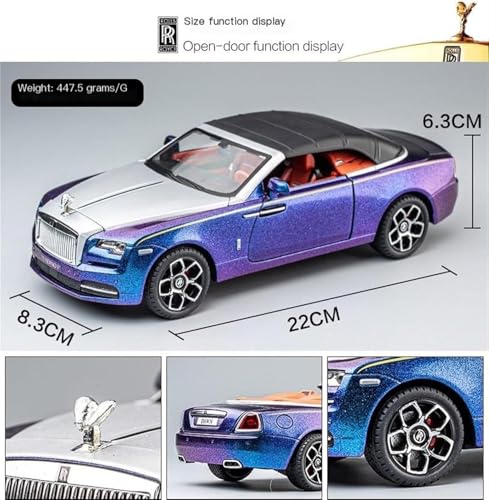 Image of Rolls Royce Dawnn 1:24 Model Car with Box, Zinc Alloy Pull Back Toy car with Sound and Light for Kids Boy Girl Gift [Colors as Per Stock] (Rolls Royce Dawnn 1:24)