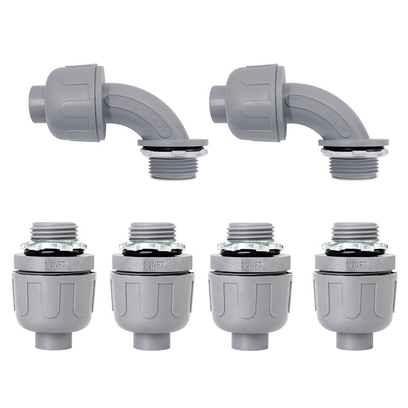Buy 6 Pack 1/2 inch Liquid Tight Connector PVC Flexible Conduit