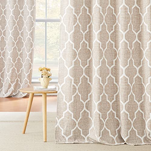 KGORGE Cortinas opacas con aislamiento térmico y cortinas con ojales inoxidables, decoración de ventana de estilo rústico para casas de campo, comedor, diseño geométrico, color gris pardo, 2 paneles Cover