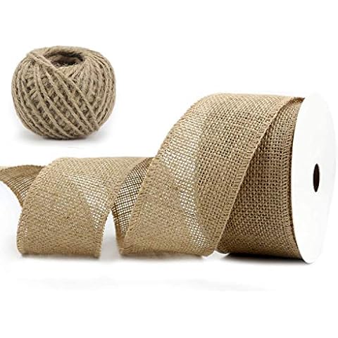 Midi Ribbon 2-1/2" Burlap Ribbon Fabric Craft Ribbon On Spool 10 Yards, Natural Cover