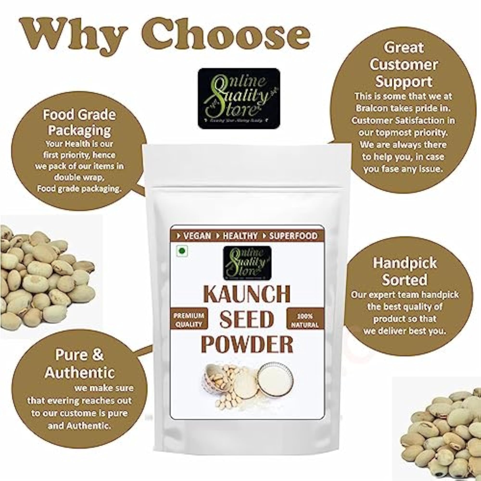Kaunch Seeds Powder 100g for Vitality Boost