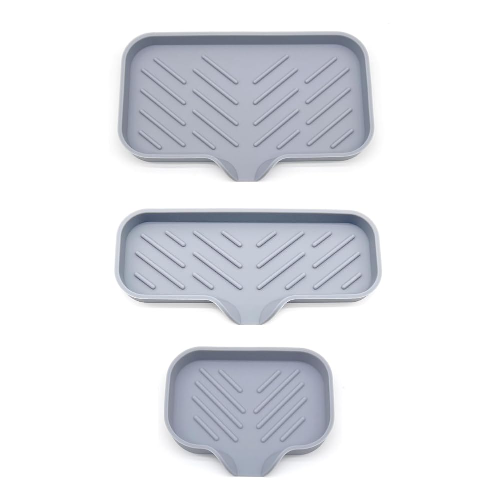 CTRLZS 3PCS Countertop Dry Silicone Mat Drain Soap Pad Drainage Silicone Mat Bathroom Soap Dish New Upgraded Kitchen Soap Dish