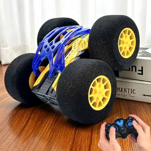 Image of pinkking Indoor RC Car Stunt Remote Control Car Toys with Soft Wheels RC Cars for Kids with LED Headlight & Sponge Tires Crazy Stunts 360 Flips Double Sided Vehicle 2.4GHz RC for Boys Girls Gift