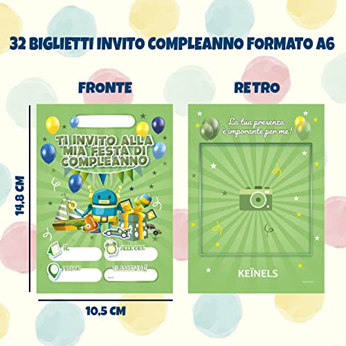 KEÏNELS Invitations Anniversaire Enfant Originales 32 Cartes