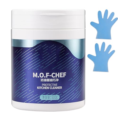 Mof Chef Cleaner Powder, Heavy Duty Grease Remover, Powerful Kitchen All-Purpose Powder Cleaner, Strong Foam Rust Removal Kitchen Cleaning Powder, Stubborn Grease & Grime Remover（500g）