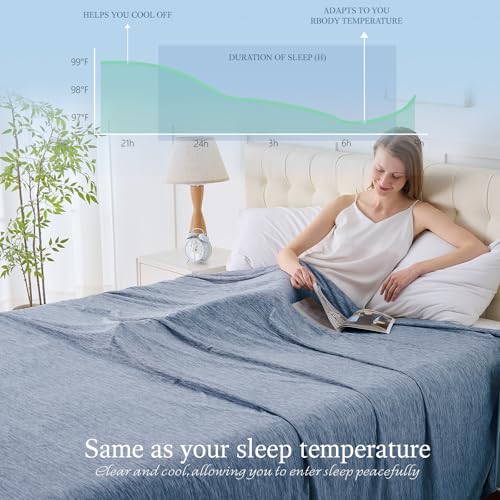 Image of Cooling Blanket King Size, 90 inchx108 inch Cooling Blankets for Hot Sleepers, Cold Blanket Thin Lightweight Breathable Soft for Couch Bed, Lightweight Blanket Keep Cool for Night Sweats