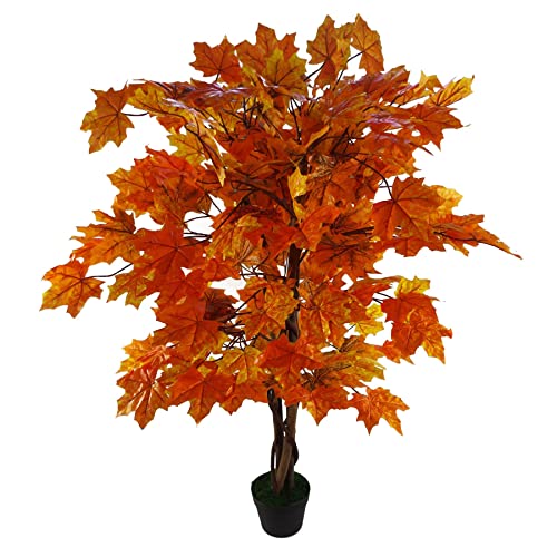 Leaf 125cm Artificial Maple Acer Tree - Potted in Black Plastic Pot Design UK