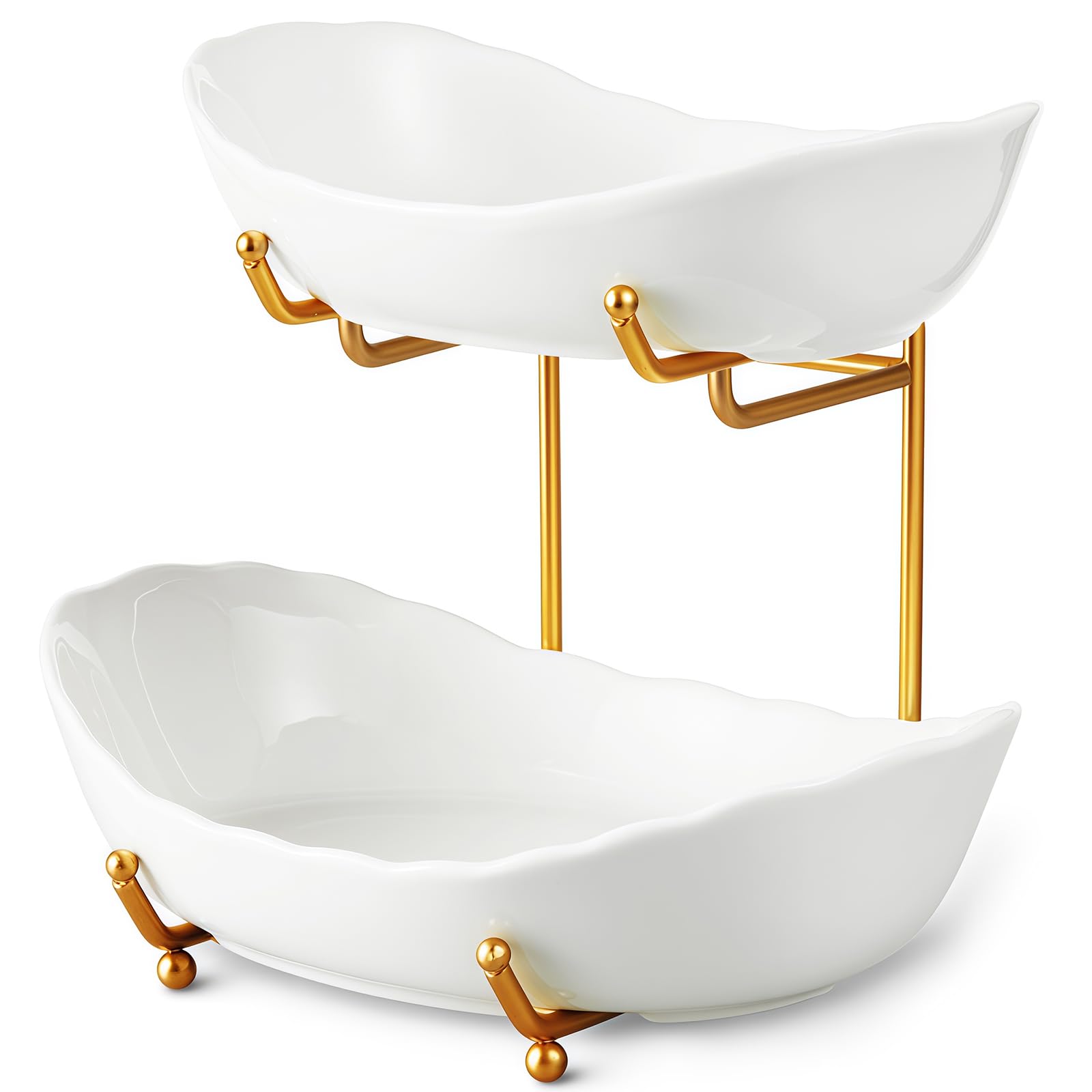 HOMKULA 2-Tier Ceramic Fruit Bowl