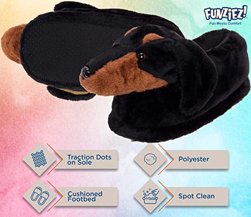 Silver Lilly Dachshund Dog Slippers - Animal Slippers Novelty House Shoe (Black/Tan, Large) #TOP3