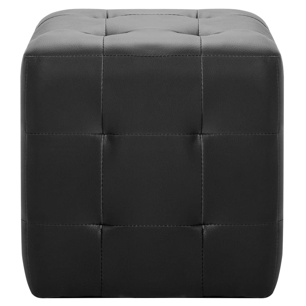 Pouf 2 STK Schwarz Kunstleder 30x30x30 cm Sitzhocker mit Holzrahmen Polster Hocker Würfel Ottomane für Wohnzimmer Schlafzimmer Flur Couch Sofa
