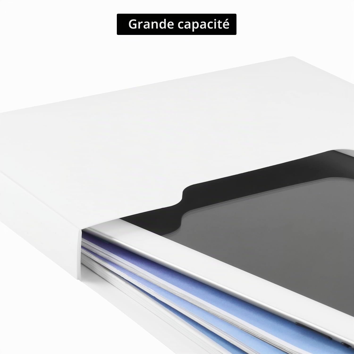 QWORK® 2 pièces porte-documents magnétique, porte-stylo magnétique, porte-brochures mural A4, pour bureau, école et maison, blanc