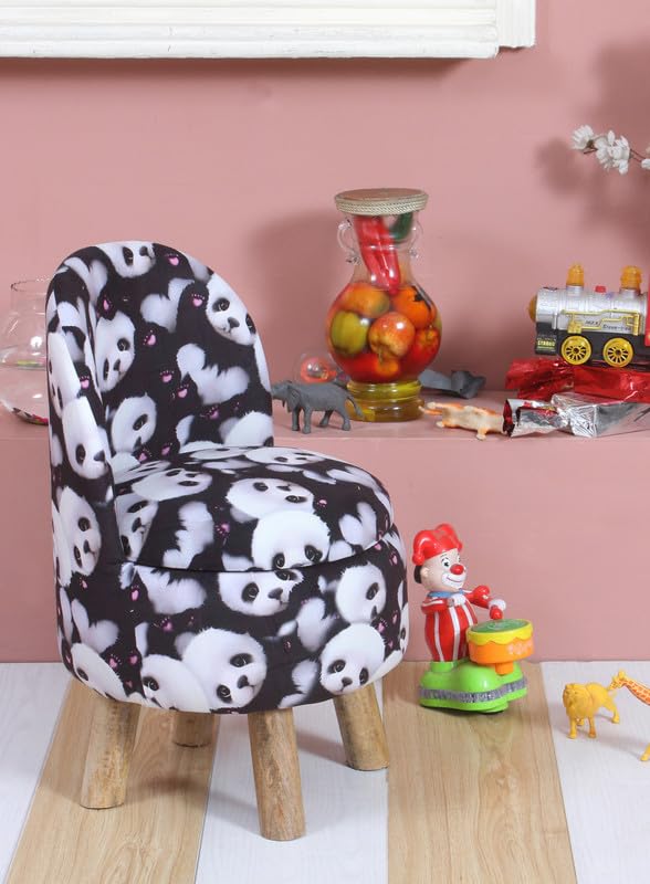 Image of Ottoman Kids pouffe Small Stool for Baby Chair Study Table Stool for Kids Room Baby Sofa Stepstool Children Cartoon Wooden Chair, 14x26 Inch, Black Rose